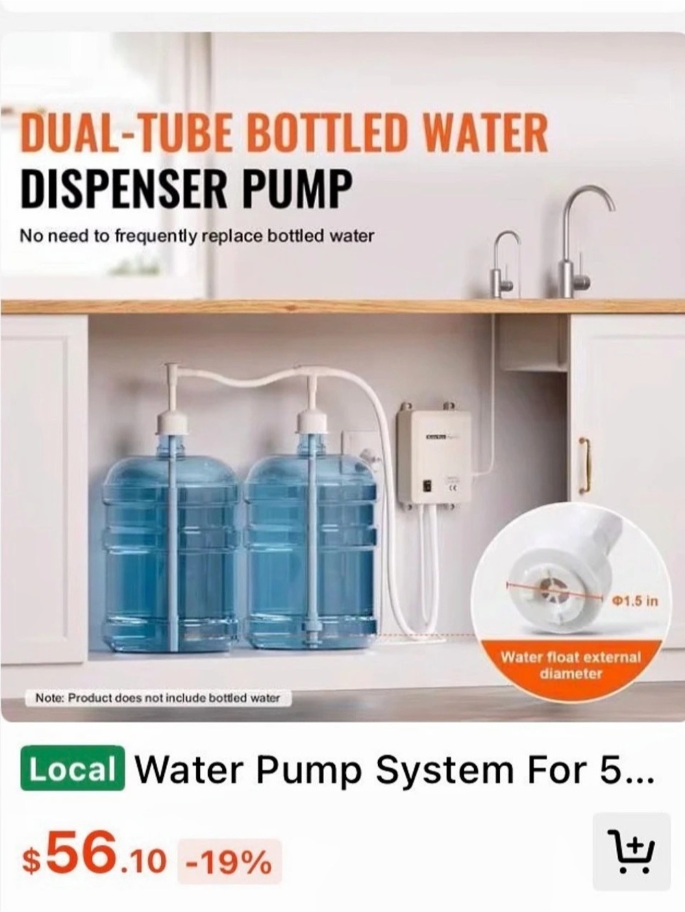 VEVOR Bottled Water Dispenser Pump System 2x5 Gallon